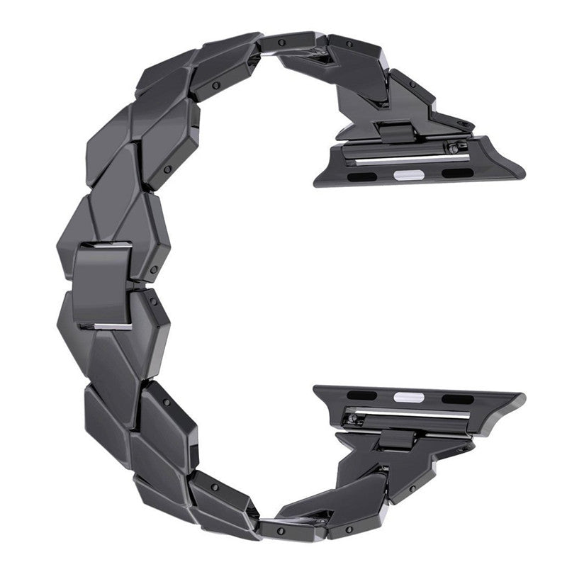 Rhombus Shaped Zinc Alloy Watch Band Replacement for Apple Watch Series 5 4 40mm, Series 3 / 2 / 1 38mm - Black - UNIQBUY