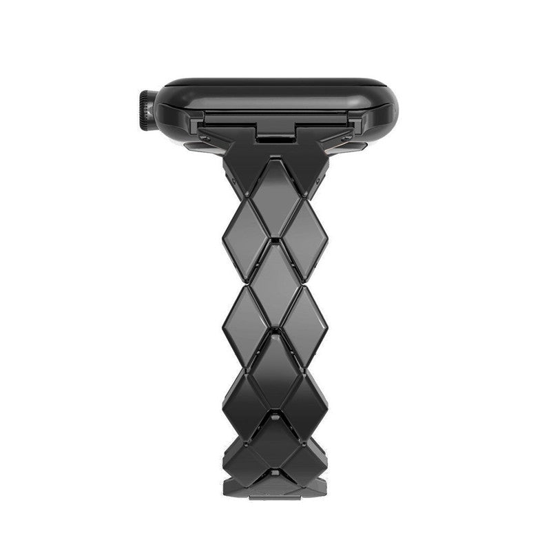 Rhombus Shaped Zinc Alloy Watch Band Replacement for Apple Watch Series 5 4 40mm, Series 3 / 2 / 1 38mm - Black - UNIQBUY