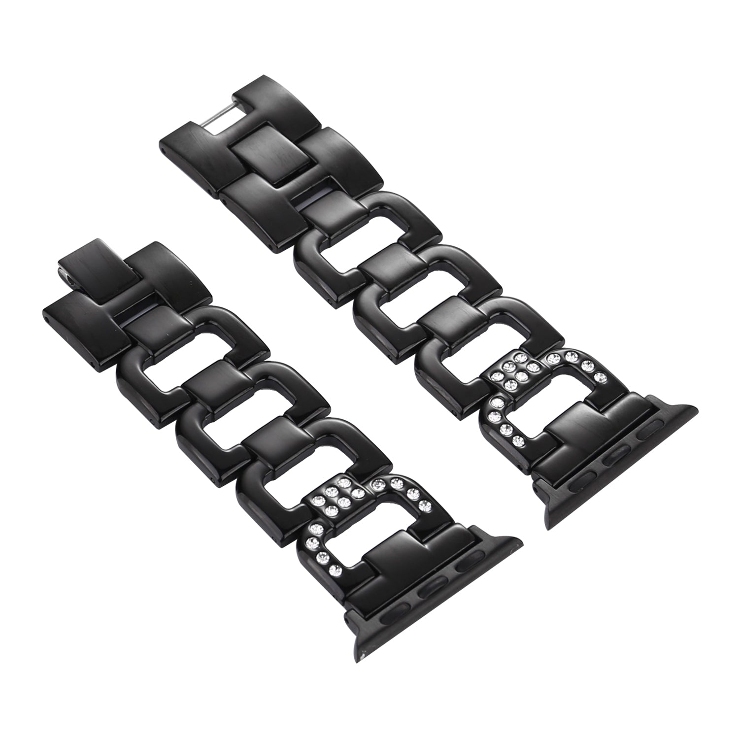 D-shape Rhinestone Decor Anti-rust Stainless Steel Watch Band for Apple Watch Series 8 7 41mm / Series 6 SE / SE(2022) 5 4 40mm / Series 3 2 1 38mm - Black - UNIQBUY