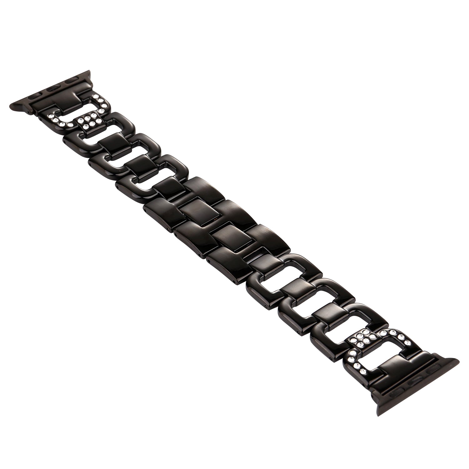 D-shape Rhinestone Decor Anti-rust Stainless Steel Watch Band for Apple Watch Series 8 7 41mm / Series 6 SE / SE(2022) 5 4 40mm / Series 3 2 1 38mm - Black - UNIQBUY
