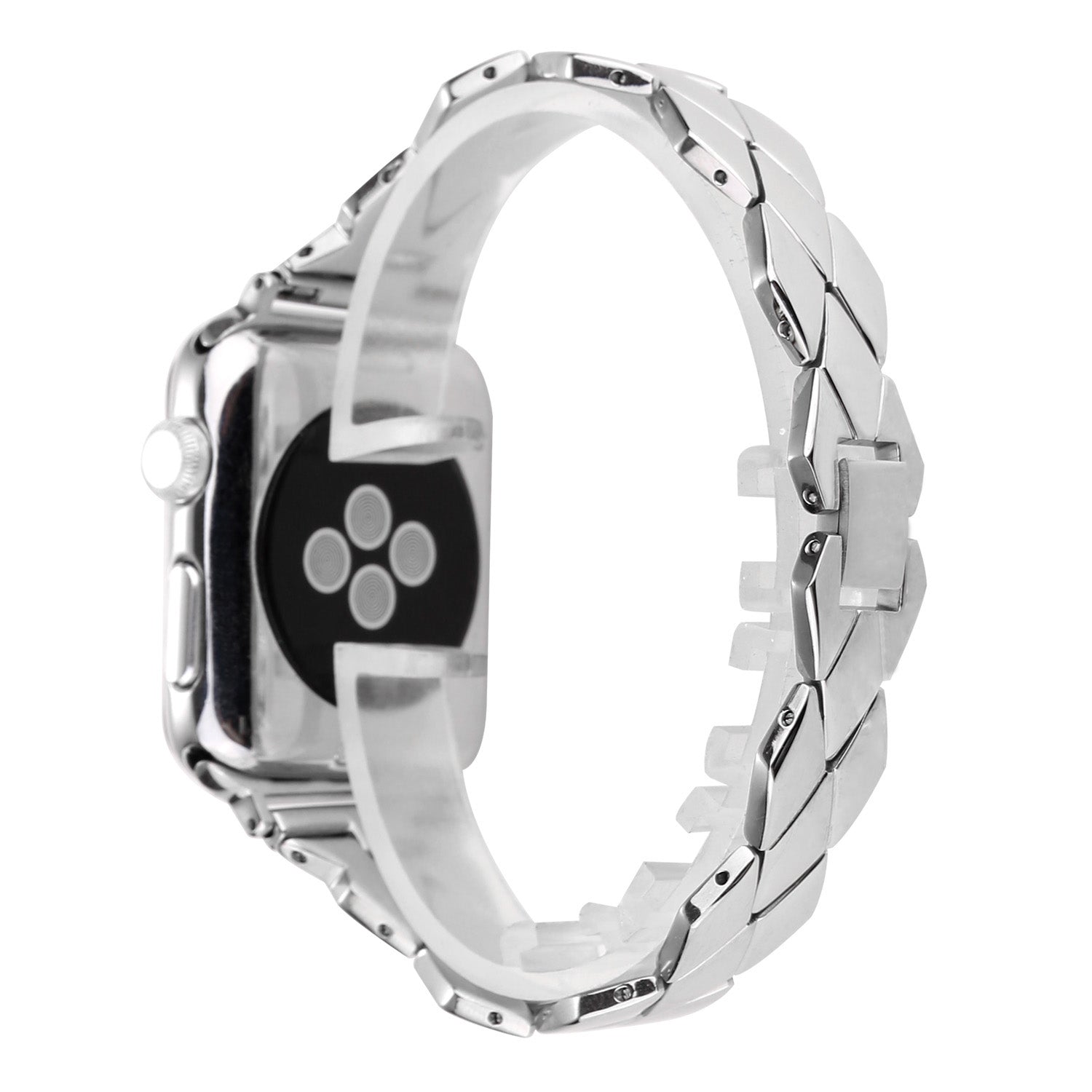 Rhombus Design Stainless Steel Watch Strap for Apple Watch Series 8 7 41mm / SE / SE(2022) / Series 6 5 4 40mm / Series 3 2 1 38mm - Silver - UNIQBUY