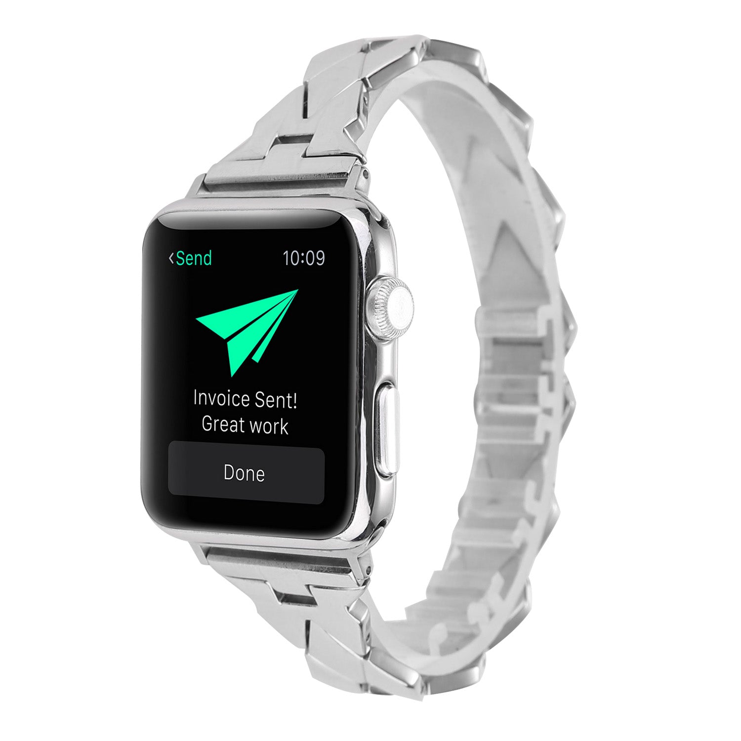 Rhombus Design Stainless Steel Watch Strap for Apple Watch Series 8 7 41mm / SE / SE(2022) / Series 6 5 4 40mm / Series 3 2 1 38mm - Silver - UNIQBUY