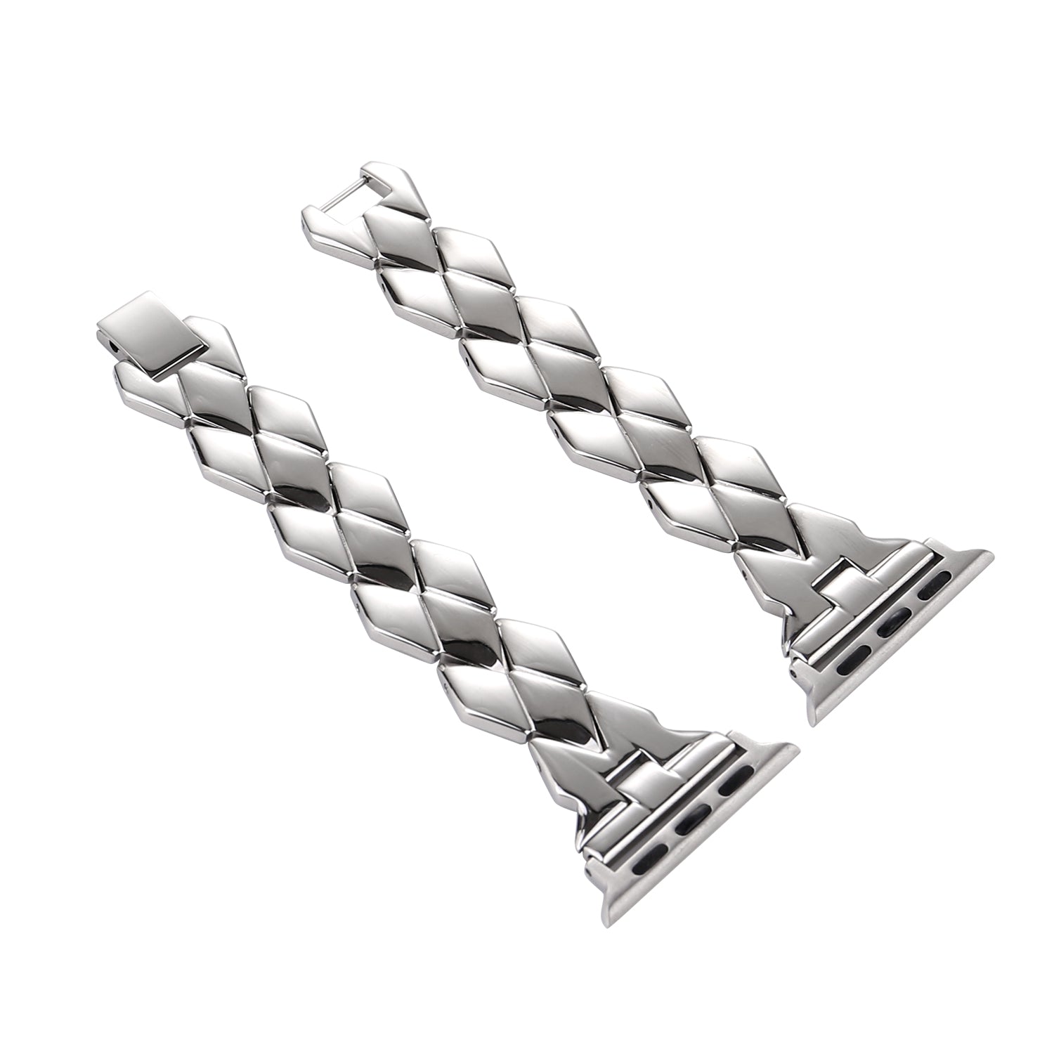 Rhombus Design Stainless Steel Watch Strap for Apple Watch Series 8 7 41mm / SE / SE(2022) / Series 6 5 4 40mm / Series 3 2 1 38mm - Silver - UNIQBUY