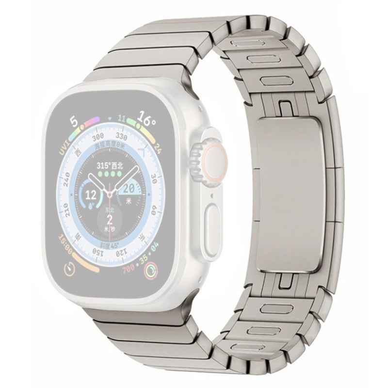 For Apple Watch Ultra 49mm / 8 / 7 45mm / Series 6 / SE / SE (2022) / 5 / 4 44mm / 3 / 2 / 1 42mm Watchband Stainless Steel Watch Strap - Titanium