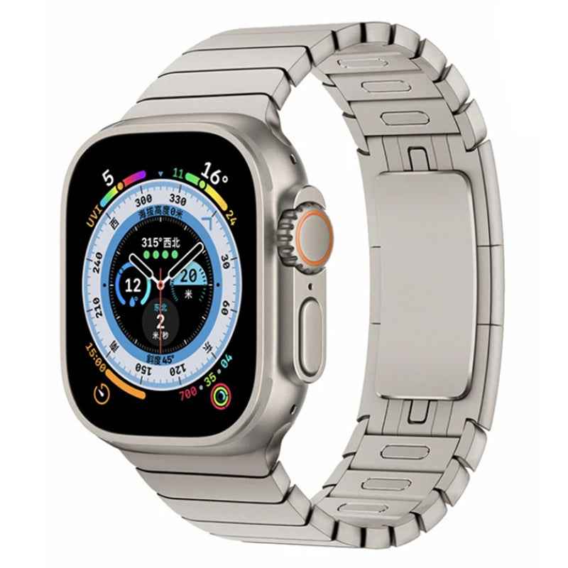 For Apple Watch Ultra 49mm / 8 / 7 45mm / Series 6 / SE / SE (2022) / 5 / 4 44mm / 3 / 2 / 1 42mm Watchband Stainless Steel Watch Strap - Titanium