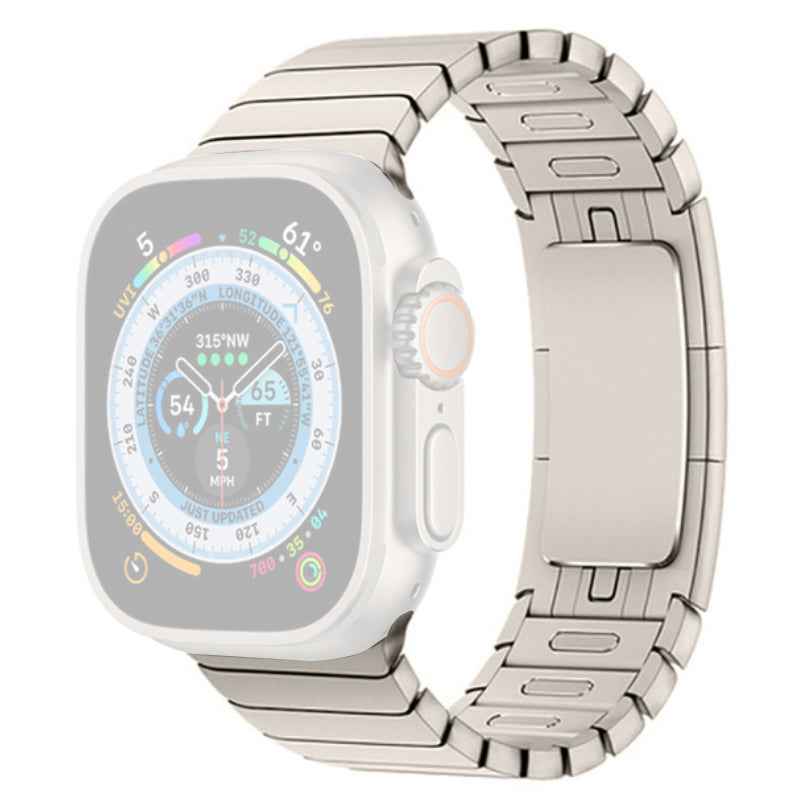 For Apple Watch Ultra 49mm / 8 / 7 45mm / Series 6 / SE / SE (2022) / 5 / 4 44mm / 3 / 2 / 1 42mm Watchband Stainless Steel Watch Strap - Starlight