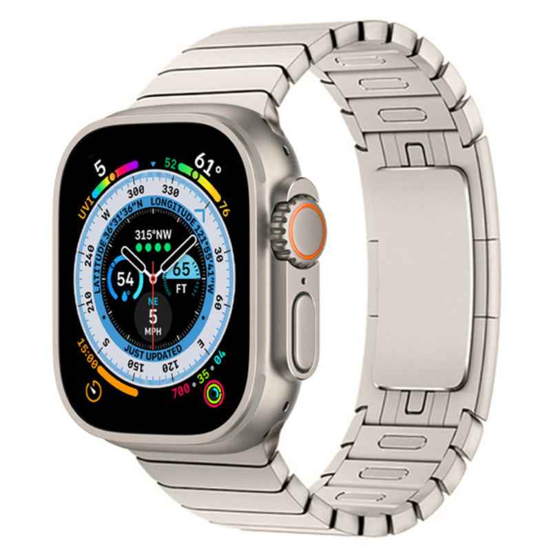 For Apple Watch Ultra 49mm / 8 / 7 45mm / Series 6 / SE / SE (2022) / 5 / 4 44mm / 3 / 2 / 1 42mm Watchband Stainless Steel Watch Strap - Starlight
