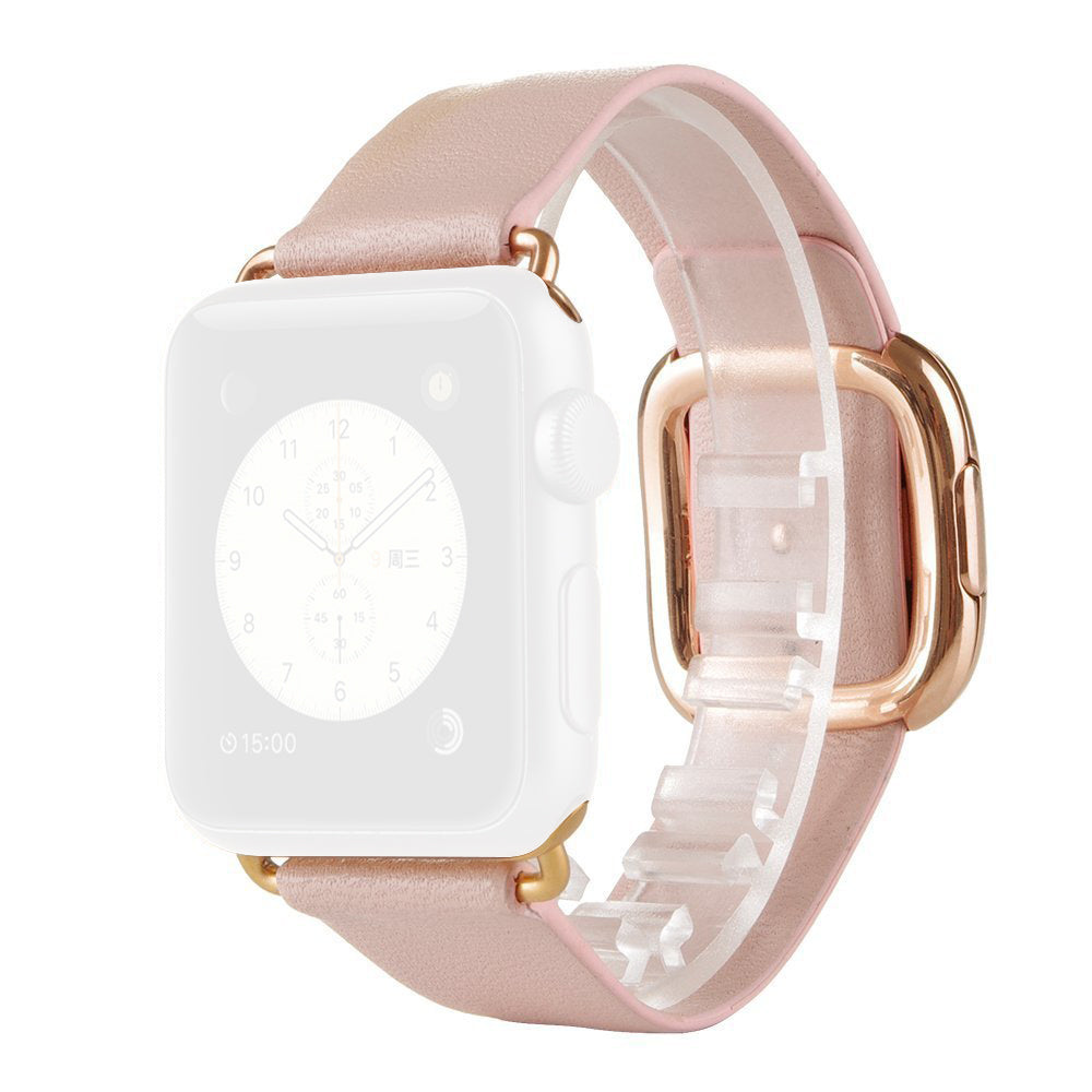 For Apple Watch Series 8 45mm / Ultra 49mm / 7 45mm / Series 6 / SE / SE (2022) / 5 / 4 44mm / Series 3 2 1 42mm Modern Genuine Leather Watch Strap with Magnetic Buckle - Pink - UNIQBUY