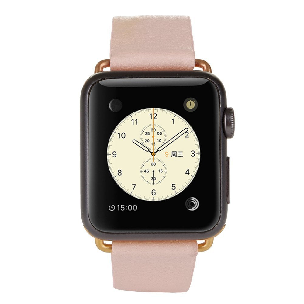 For Apple Watch Series 8 45mm / Ultra 49mm / 7 45mm / Series 6 / SE / SE (2022) / 5 / 4 44mm / Series 3 2 1 42mm Modern Genuine Leather Watch Strap with Magnetic Buckle - Pink - UNIQBUY