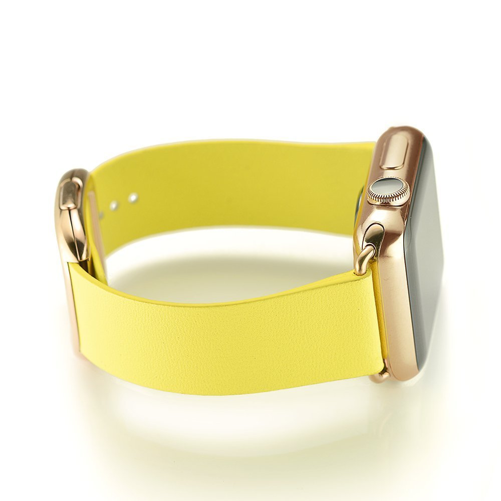 For Apple Watch Series 8 45mm / Ultra 49mm / 7 45mm / Series 6 / SE / SE (2022) / 5 / 4 44mm / Series 3 2 1 42mm Modern Genuine Leather Watch Bracelet with Magnetic Buckle - Yellow - UNIQBUY