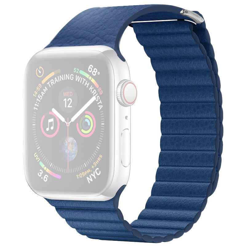 QIALINO Magnetic Loop Genuine Leather Watch Band Placement for Apple Watch Series 8 / 7 41mm / SE / SE(2022) / Series 6 / 5 / 4 40mm / Series 3 / 2 / 1 38mm - Blue