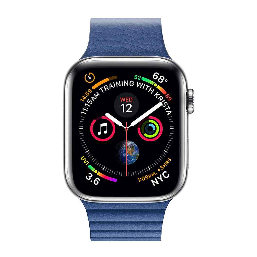 QIALINO Magnetic Loop Genuine Leather Watch Band Placement for Apple Watch Series 8 / 7 41mm / SE / SE(2022) / Series 6 / 5 / 4 40mm / Series 3 / 2 / 1 38mm - Blue