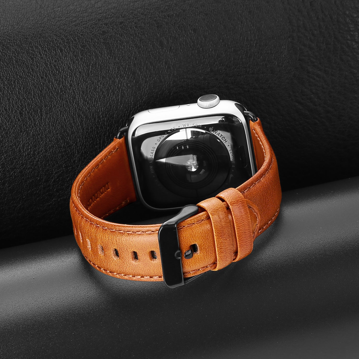 DUX DUCIS Business Genuine Leather Watch Strap with Stainless Steel Buckle for Apple Watch Series 8 45mm / 7 45mm / Series 6 / SE / SE (2022) / 5 4 44mm / Series 3 2 1 42mm - Brown - UNIQBUY