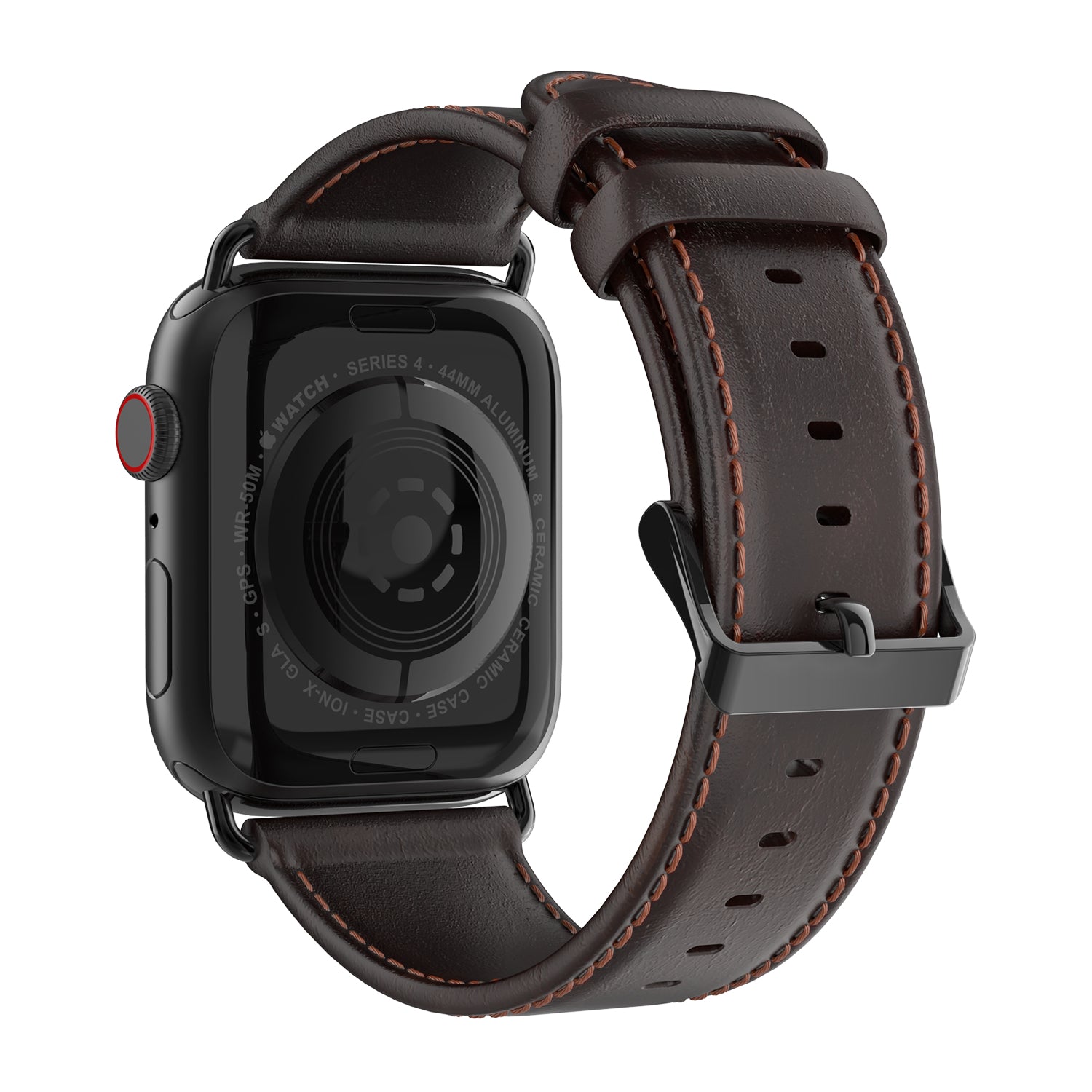 DUX DUCIS Business Genuine Leather Watch Strap with Stainless Steel Buckle for Apple Watch Series 8 45mm / 7 45mm / Series 6 / SE / SE (2022) / 5 4 44mm / Series 3 2 1 42mm - Coffee - UNIQBUY