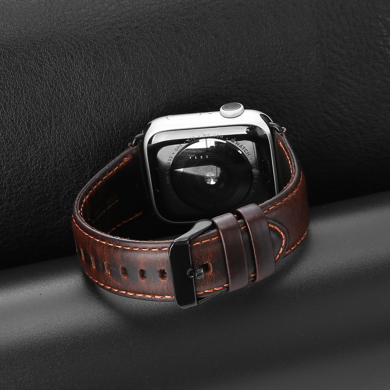 DUX DUCIS Business Genuine Leather Watch Strap with Stainless Steel Buckle for Apple Watch Series 8 45mm / 7 45mm / Series 6 / SE / SE (2022) / 5 4 44mm / Series 3 2 1 42mm - Coffee - UNIQBUY