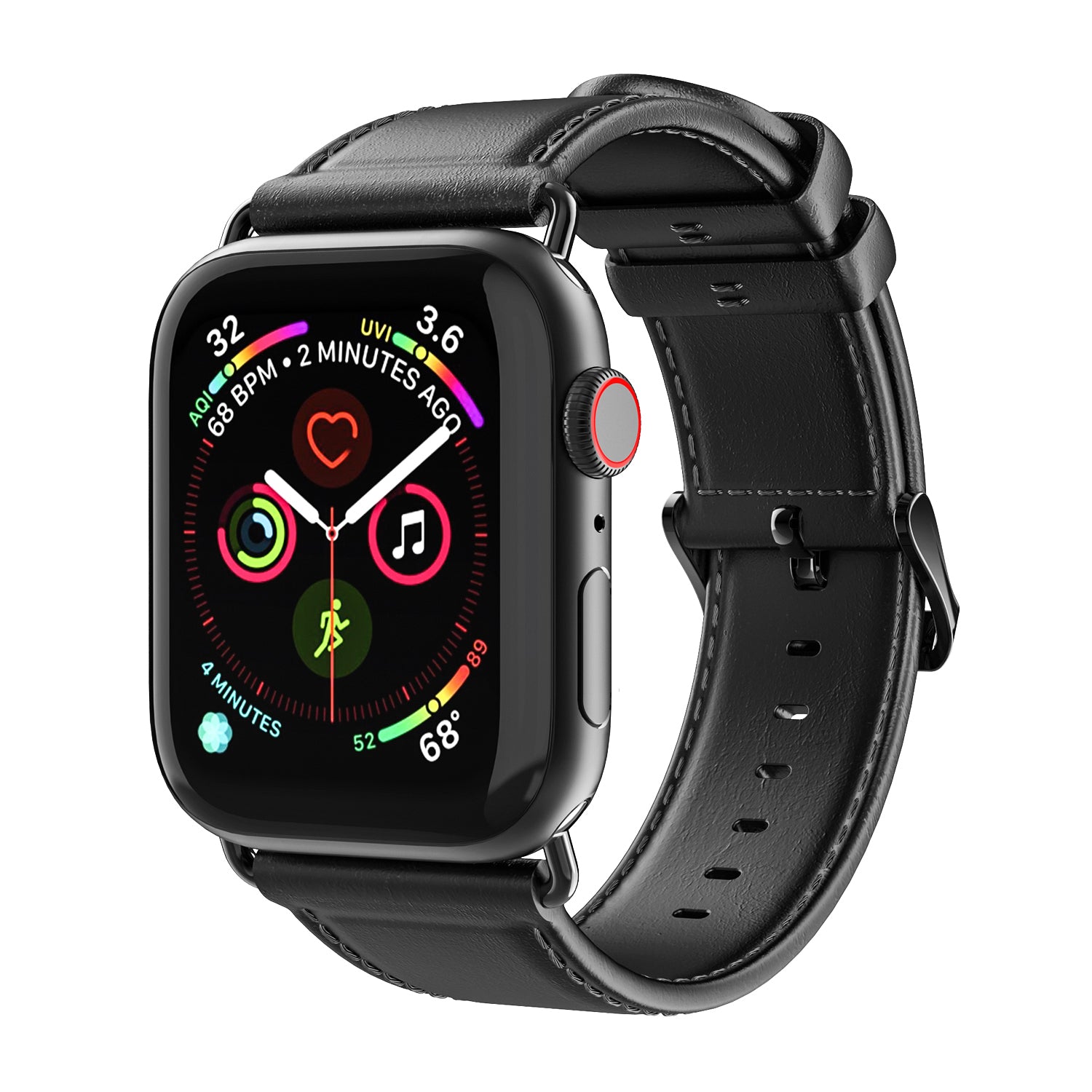 DUX DUCIS Business Genuine Leather Watch Band for Apple Watch Series 8 7 41mm / Series 6 SE / SE(2022) 5 4 40mm / Series 3 2 1 38mm - Black - UNIQBUY