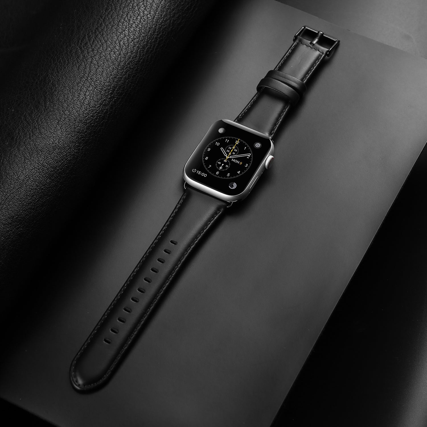DUX DUCIS Business Genuine Leather Watch Band for Apple Watch Series 8 7 41mm / Series 6 SE / SE(2022) 5 4 40mm / Series 3 2 1 38mm - Black - UNIQBUY