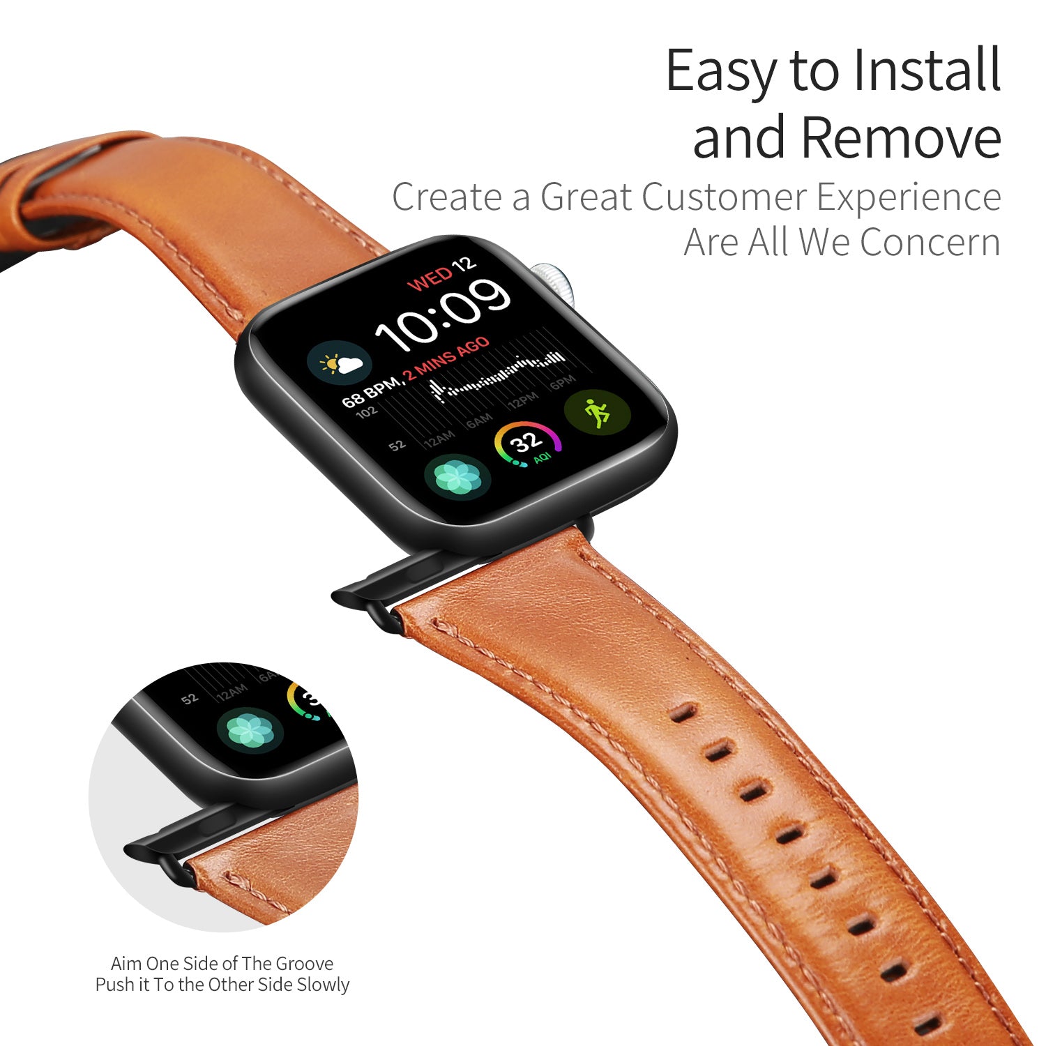 DUX DUCIS Business Genuine Leather Watch Band for Apple Watch Series 8 7 41mm / Series 6 SE / SE(2022) 5 4 40mm / Series 3 2 1 38mm - Brown - UNIQBUY