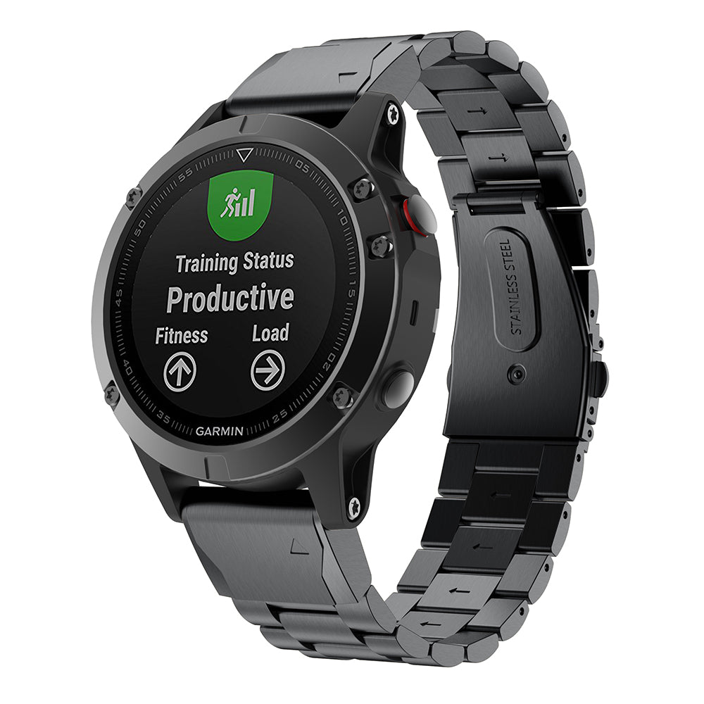 Stainless Steel Link Chain Watch Band Replacement for Garmin Fenix 5 - Black - UNIQBUY