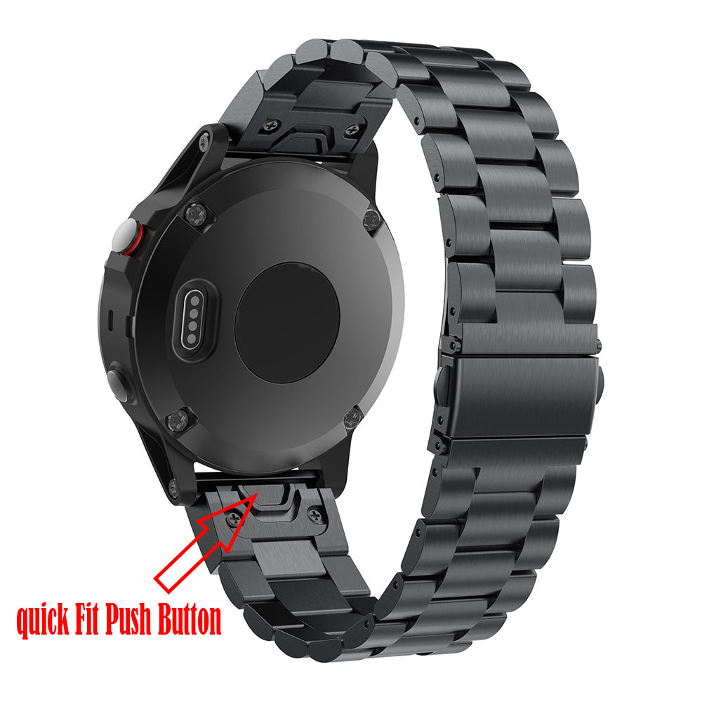 Stainless Steel Link Chain Watch Band Replacement for Garmin Fenix 5 - Black - UNIQBUY