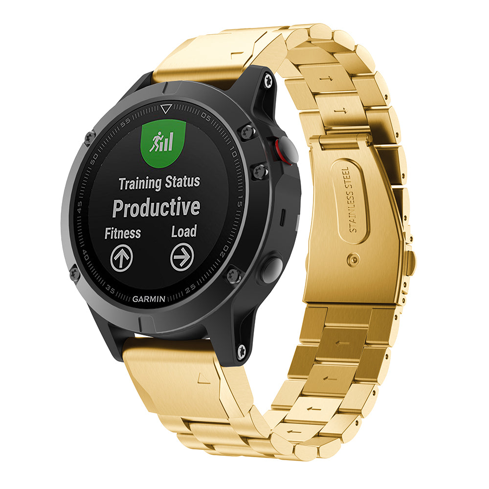 Stainless Steel Link Chain Watch Band Replacement for Garmin Fenix 5 - Gold - UNIQBUY