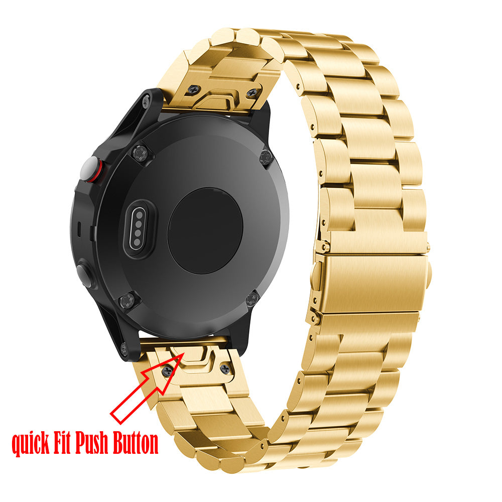 Stainless Steel Link Chain Watch Band Replacement for Garmin Fenix 5 - Gold - UNIQBUY