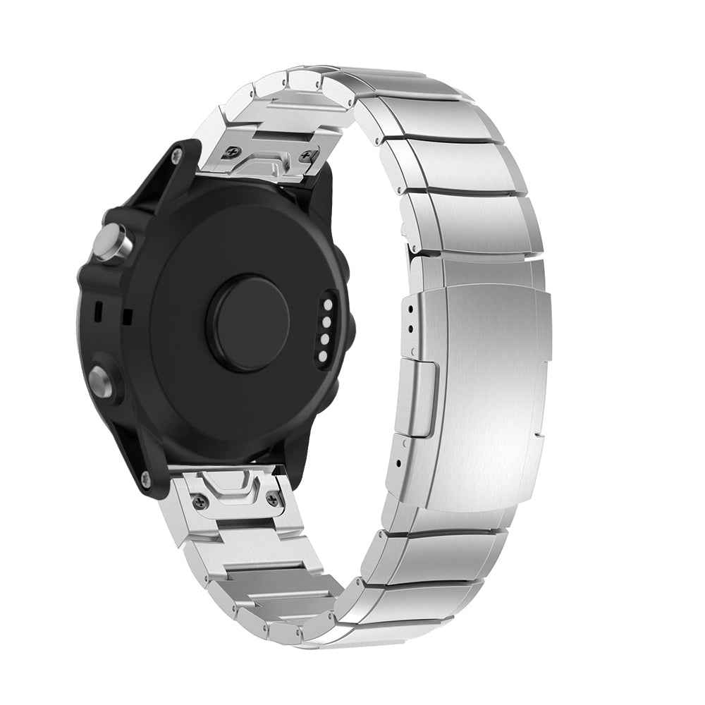 Stainless Steel Watch Wrist Strap with Butterfly Buckle for Garmin Fenix 5X - Silver
