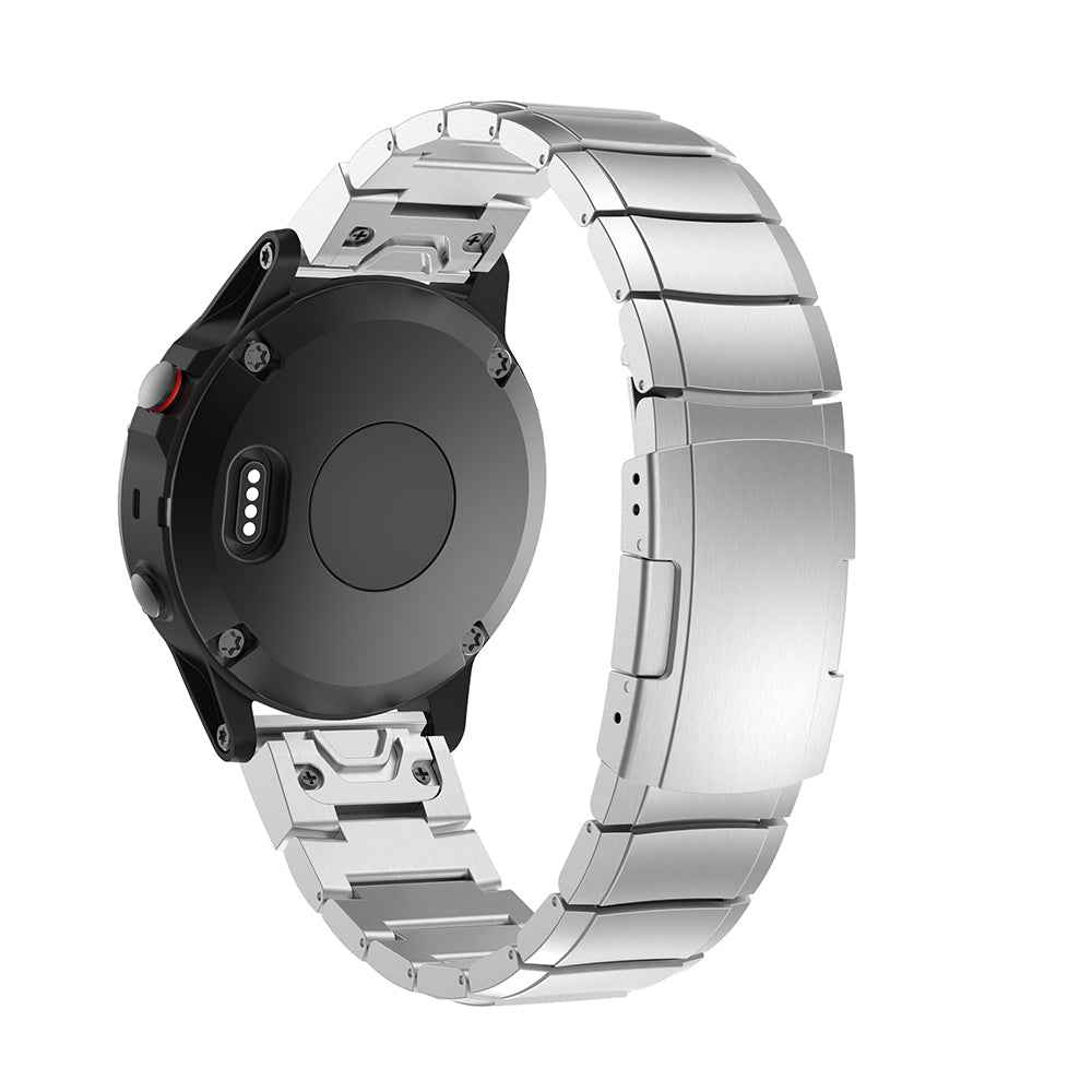 Stainless Steel Watch Wrist Strap with Butterfly Buckle for Garmin Fenix 5X - Silver