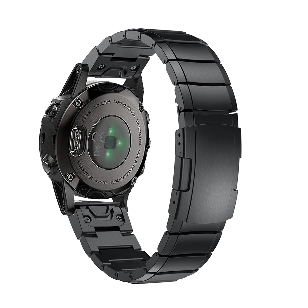 For Garmin Fenix 5S Quick Release Stainless Steel Watch Band Replacement Strap with Folding Clasp - Black - UNIQBUY