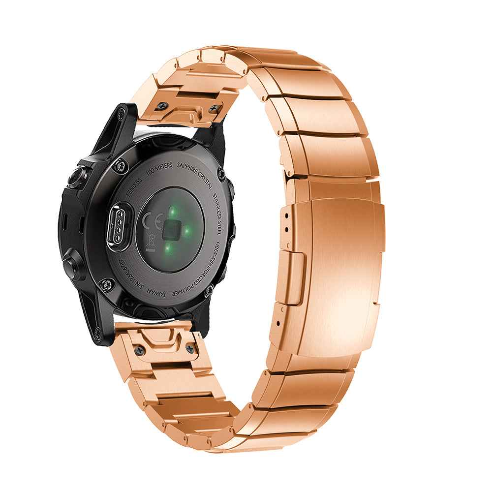For Garmin Fenix 5S Quick Release Stainless Steel Watch Band Replacement Strap with Folding Clasp - Rose Gold