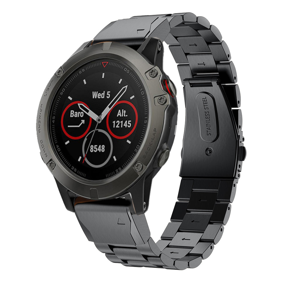 Stainless Steel Link Chain Watch Wrist Band for Garmin Fenix 5X - Black - UNIQBUY