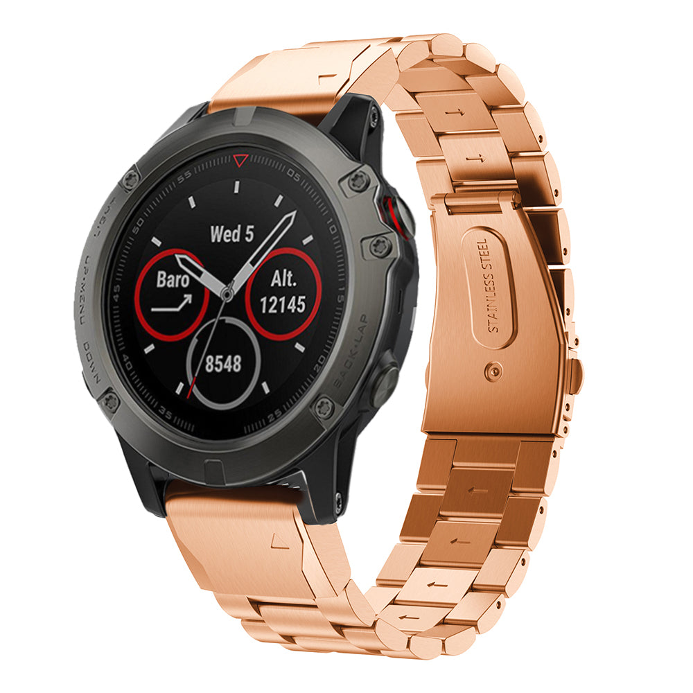 Stainless Steel Link Chain Watch Wrist Band for Garmin Fenix 5X - Rose Gold - UNIQBUY