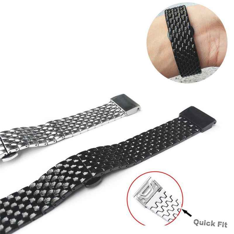 Stainless Steel Bracelet Dragon Vein Woven Watch Band with Buckle for Garmin Fenix 5X 26mm - Black