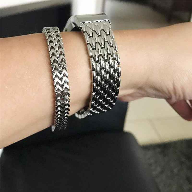 Stainless Steel Bracelet Dragon Vein Woven Watch Band with Buckle for Garmin Fenix 5X 26mm - Silver
