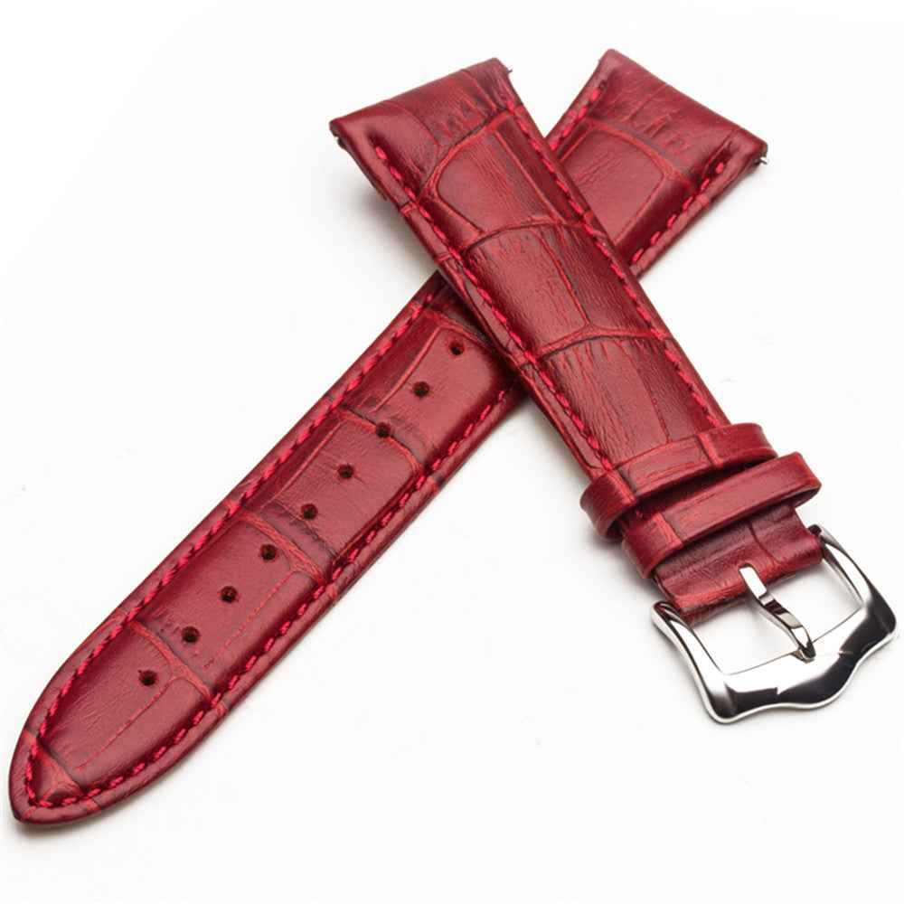QIALINO 22mm Genuine Leather Watch Band for Huawei Watch 2 Pro / GT Porsche Design - Red