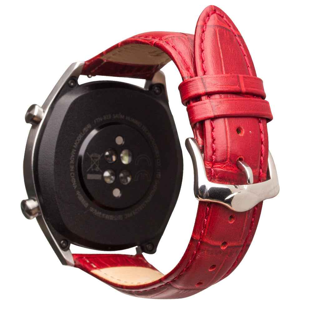 QIALINO 22mm Genuine Leather Watch Band for Huawei Watch 2 Pro / GT Porsche Design - Red
