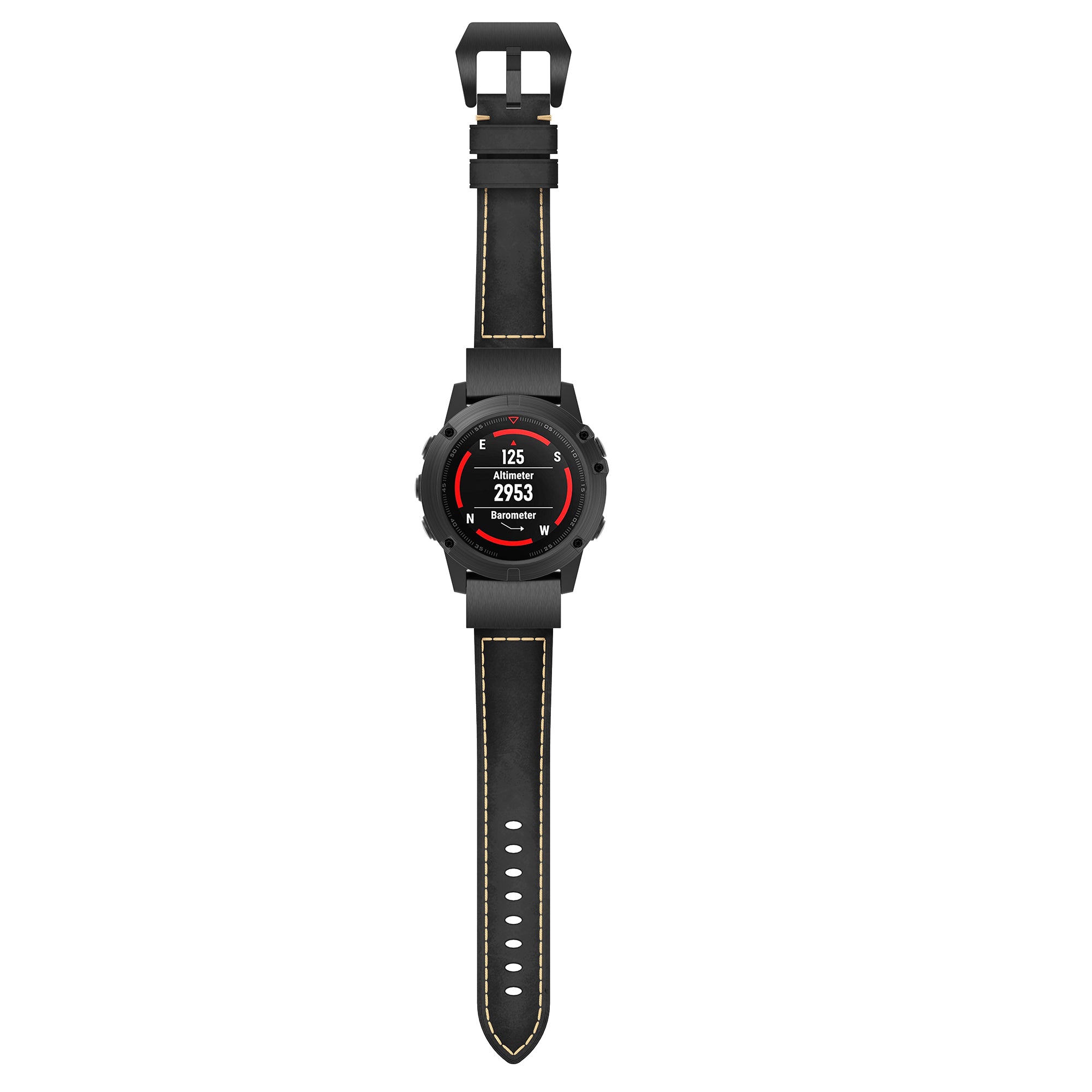 For Garmin Fenix 5X Genuine Leather Watch Band Adjustable Wrist Strap Replacement - Black - UNIQBUY