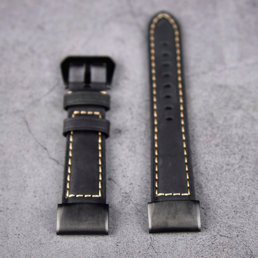 For Garmin Fenix 5X Genuine Leather Watch Band Adjustable Wrist Strap Replacement - Black - UNIQBUY