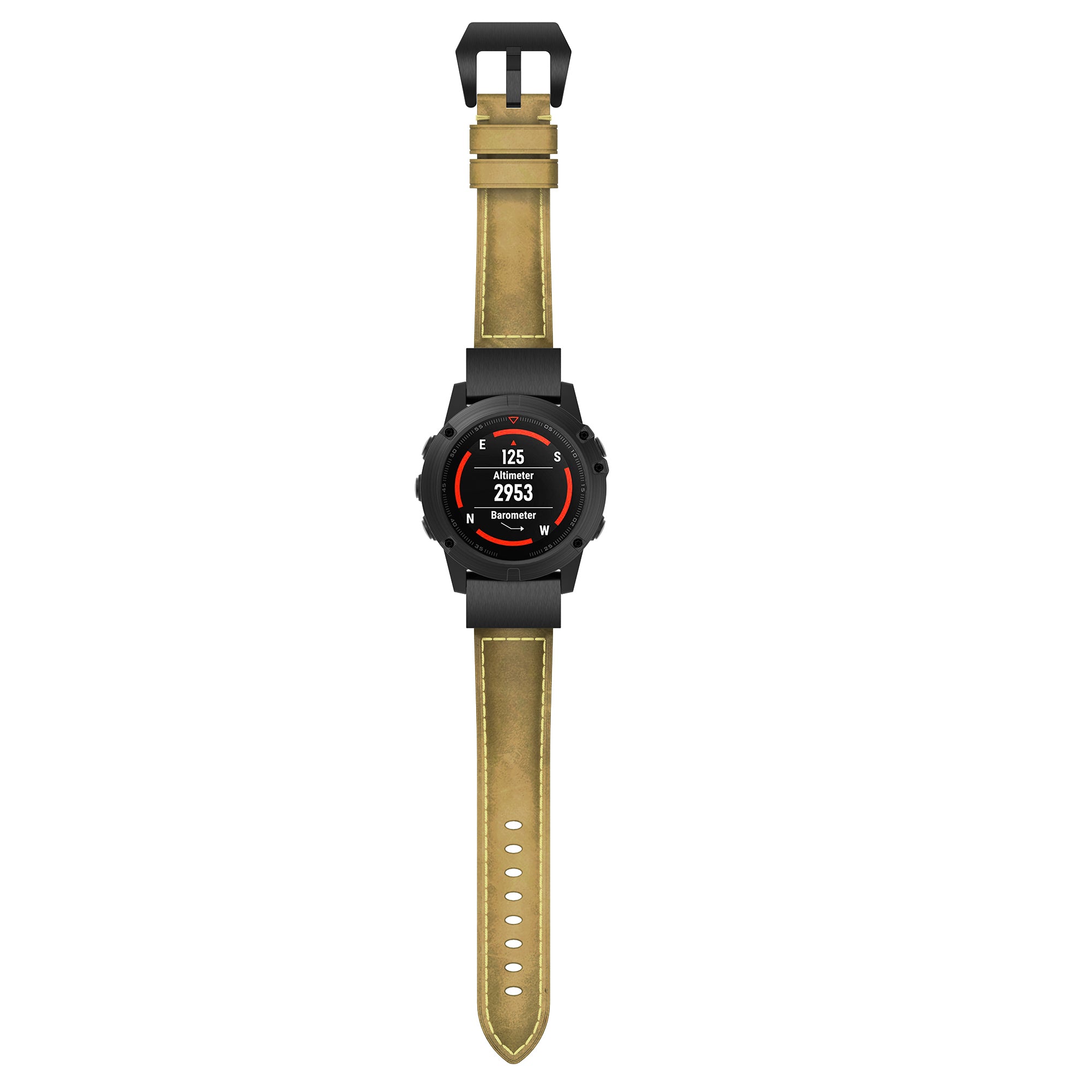 For Garmin Fenix 5X Genuine Leather Watch Band Adjustable Wrist Strap Replacement - Light Brown - UNIQBUY