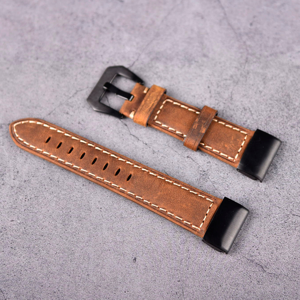 For Garmin Fenix 5X Genuine Leather Watch Band Adjustable Wrist Strap Replacement - Dark Brown - UNIQBUY