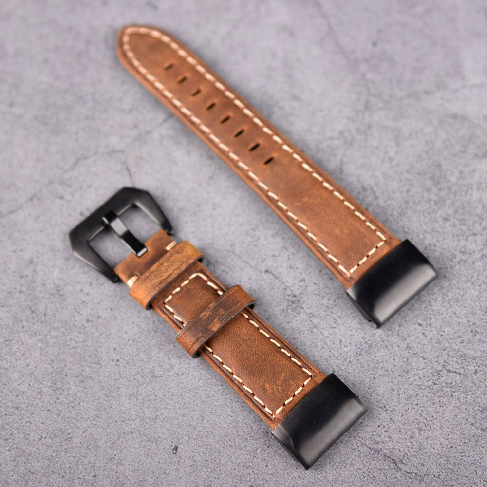 For Garmin Fenix 5X Genuine Leather Watch Band Adjustable Wrist Strap Replacement - Dark Brown - UNIQBUY