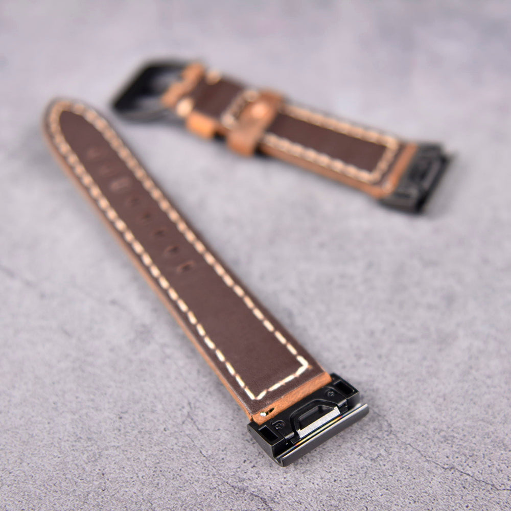 For Garmin Fenix 5X Genuine Leather Watch Band Adjustable Wrist Strap Replacement - Dark Brown - UNIQBUY