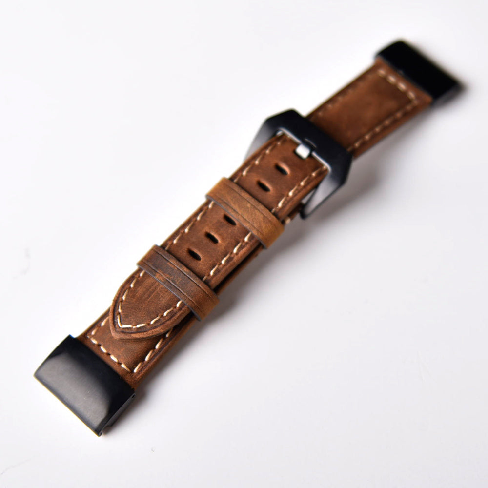 For Garmin Fenix 5X Genuine Leather Watch Band Adjustable Wrist Strap Replacement - Dark Brown - UNIQBUY