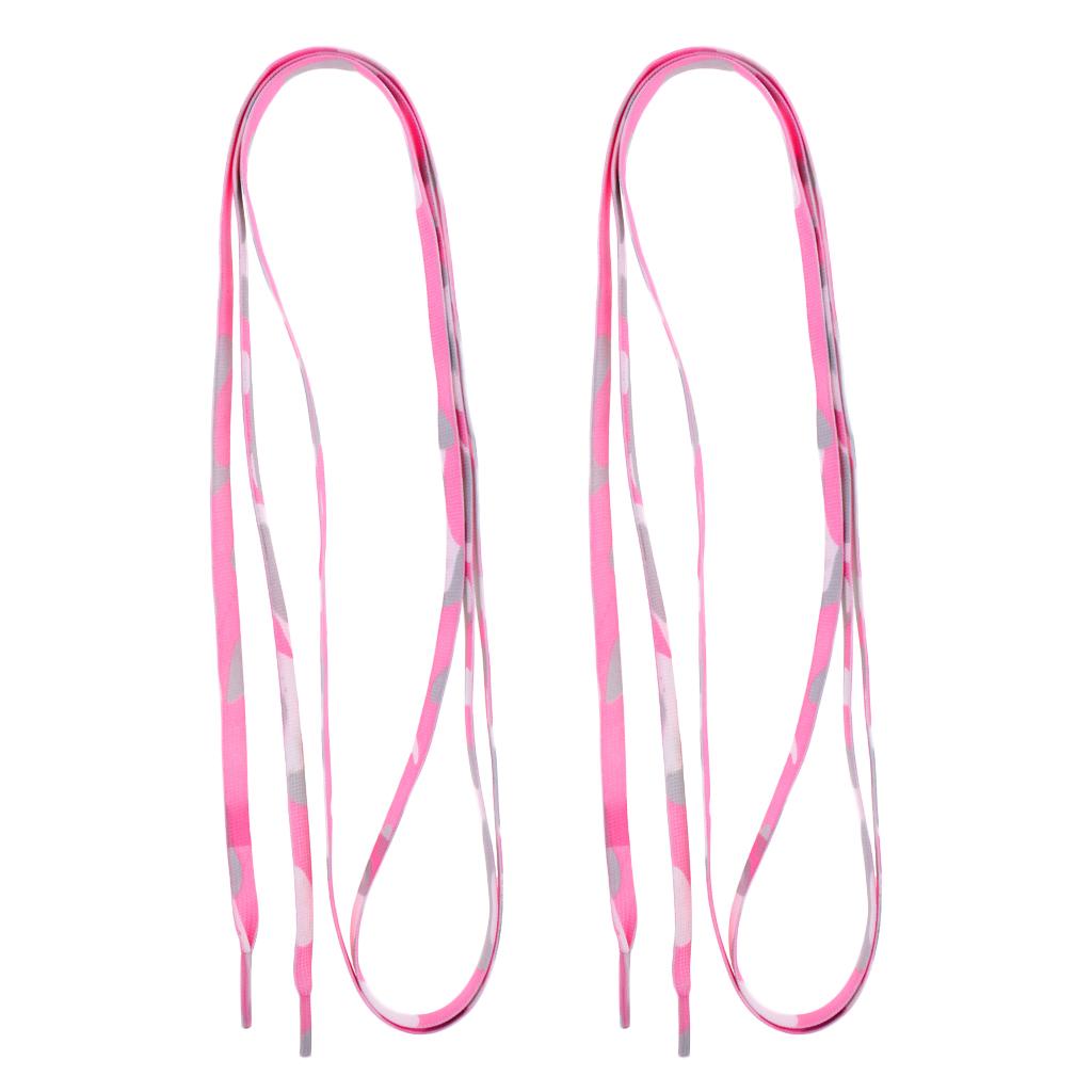 1 Pair Knitted Shoelace for Roller Skates Boots Hockey Skates Camo Pink