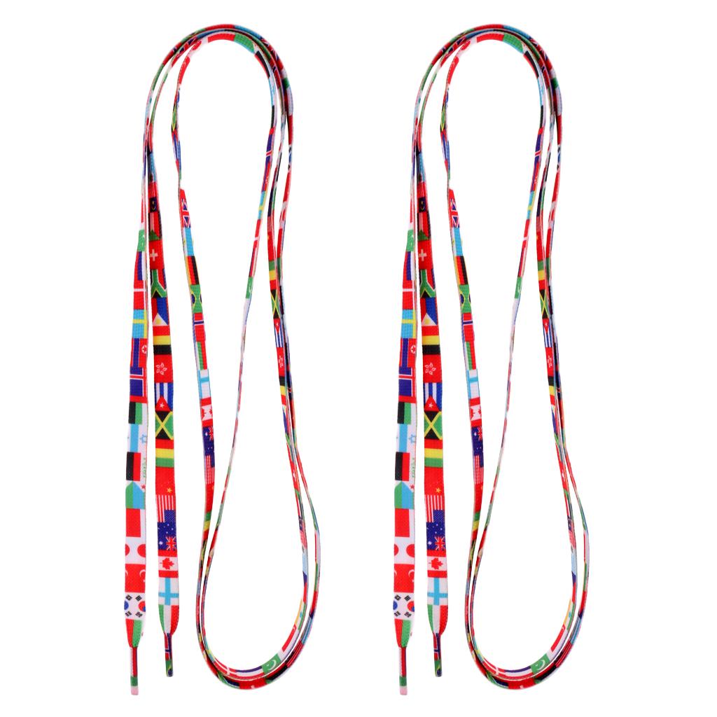 1 Pair Knitted Shoelace for Roller Skates Boots Hockey Skates Flag Pattern