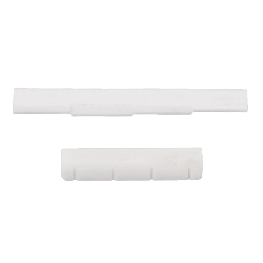 4 String Ukulele Guitar Bone Bridge Saddle Nut Set Slotted