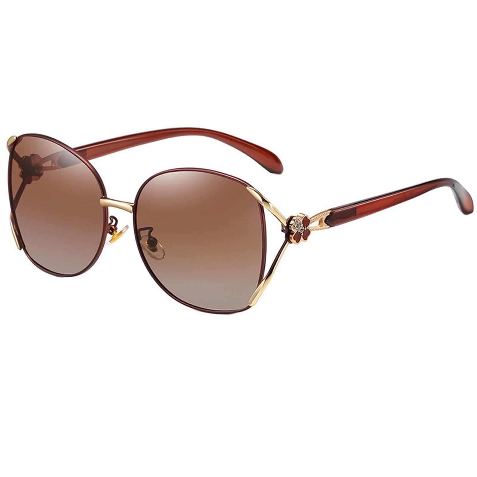 Classic Sun Glasses Fashion UV400 Ladies Large Frame Polarized Sunglasses Brown