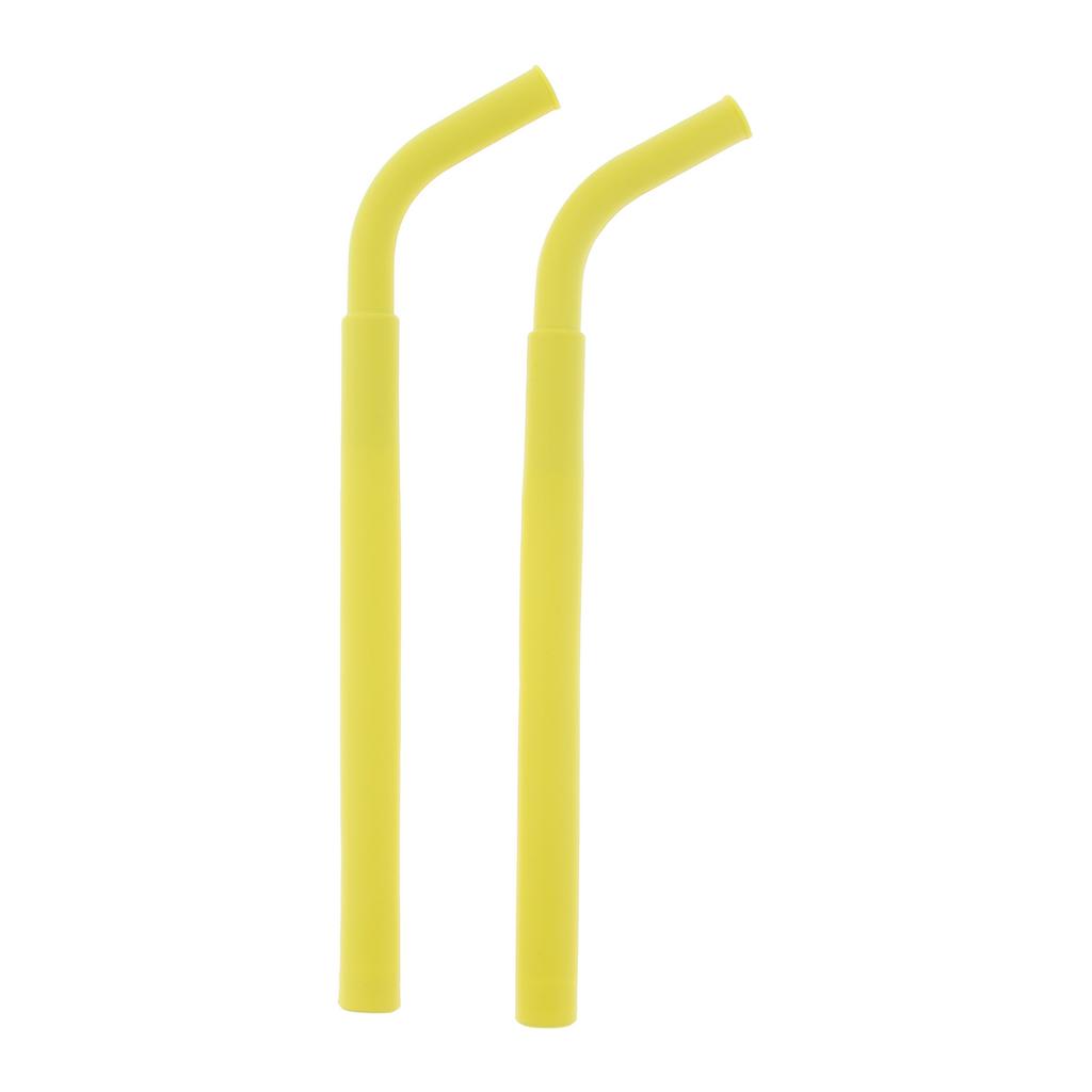 2pcs Silicone Flexible Reusable Straight Bendy Drinking Straws Yellow