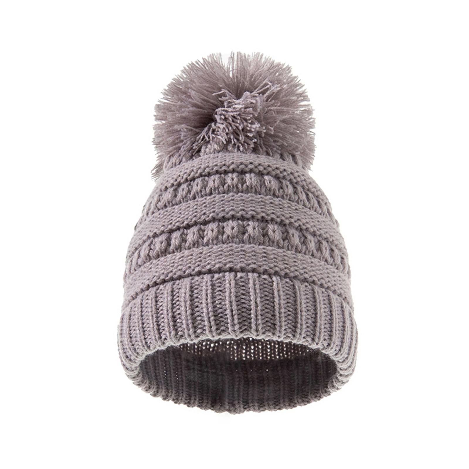 2Pcs Baby Winter Warm Hat Kids Knit Beanie Scarf Set Windproof Gray Hat