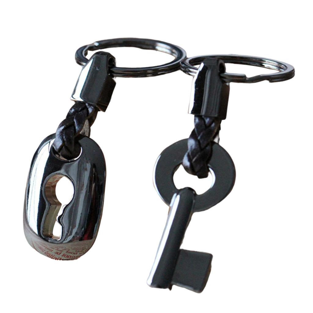 Couple Keychain Metal Split Rings Wedding Key Chain Keyrings Gift Black